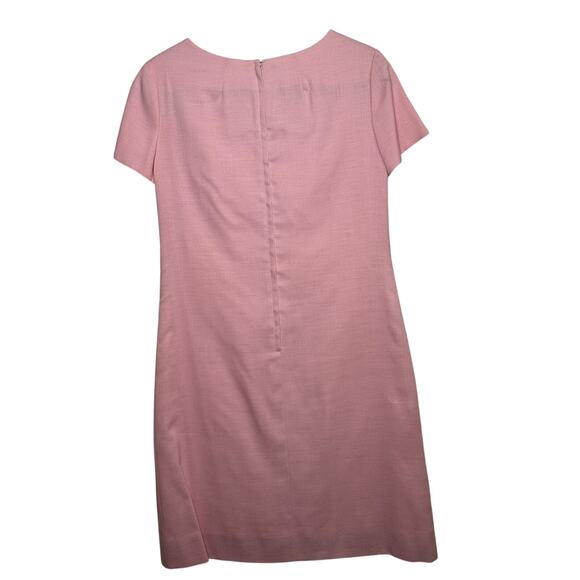 Vintage 60s Henry Lee Pink Lace Shift Dress M/L Bow Detail Designer Mod Costume - Picture 9 of 11